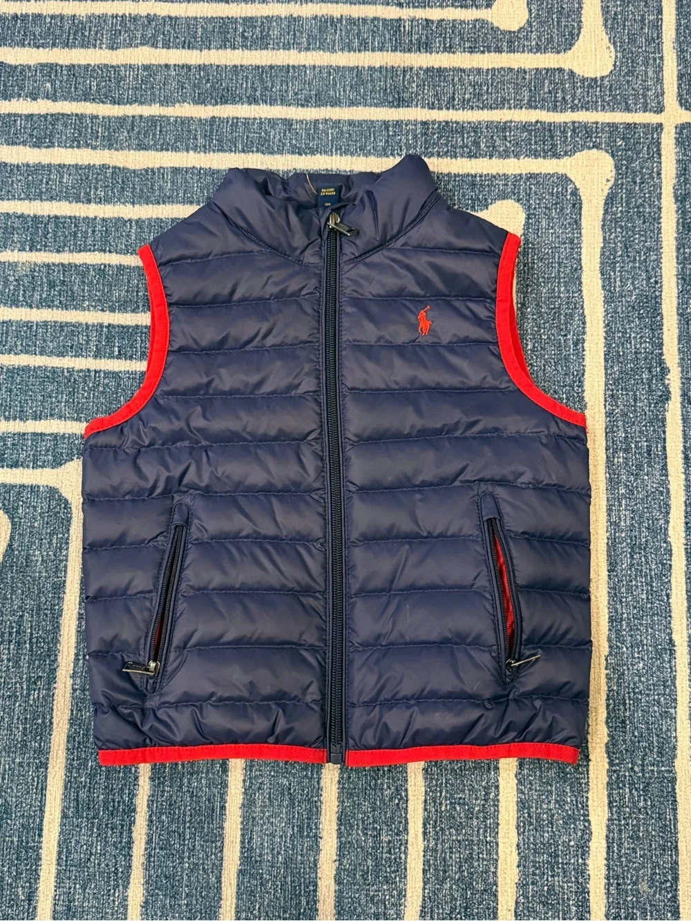 Polo Ralph Lauren Boys 3T Navy Puffer Vest Red Trim